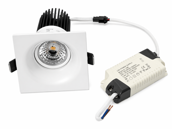 Imagen de Downlight de embutir 10w Blanco luz cuadrado calida cob